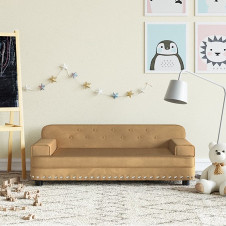 vidaXL Sofá para niños de terciopelo marrón 90x53x30 cm
