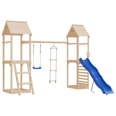   vidaXL Columpio con escalera cuerda y rocas de piedra PE azul