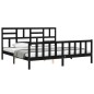 vidaXL Estructura de cama con cabecero madera maciza negro 200x200 cm vidaXL Estructura de cama con cabecero madera maciza negro 200x200 cm