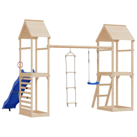   vidaXL Columpio con escalera cuerda y rocas de piedra PE azul