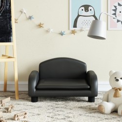 vidaXL Sofá para niños de cuero sintético negro 50x40x30 cm