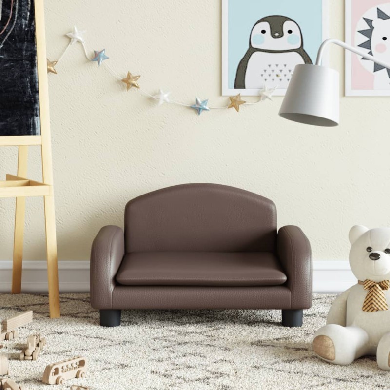 vidaXL Sofá para niños de cuero sintético marrón 50x40x30 cm vidaXL Sofá para niños de cuero sintético marrón 50x40x30 cm