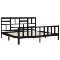 vidaXL Estructura de cama con cabecero madera maciza negro 200x200 cm vidaXL Estructura de cama con cabecero madera maciza negro 200x200 cm