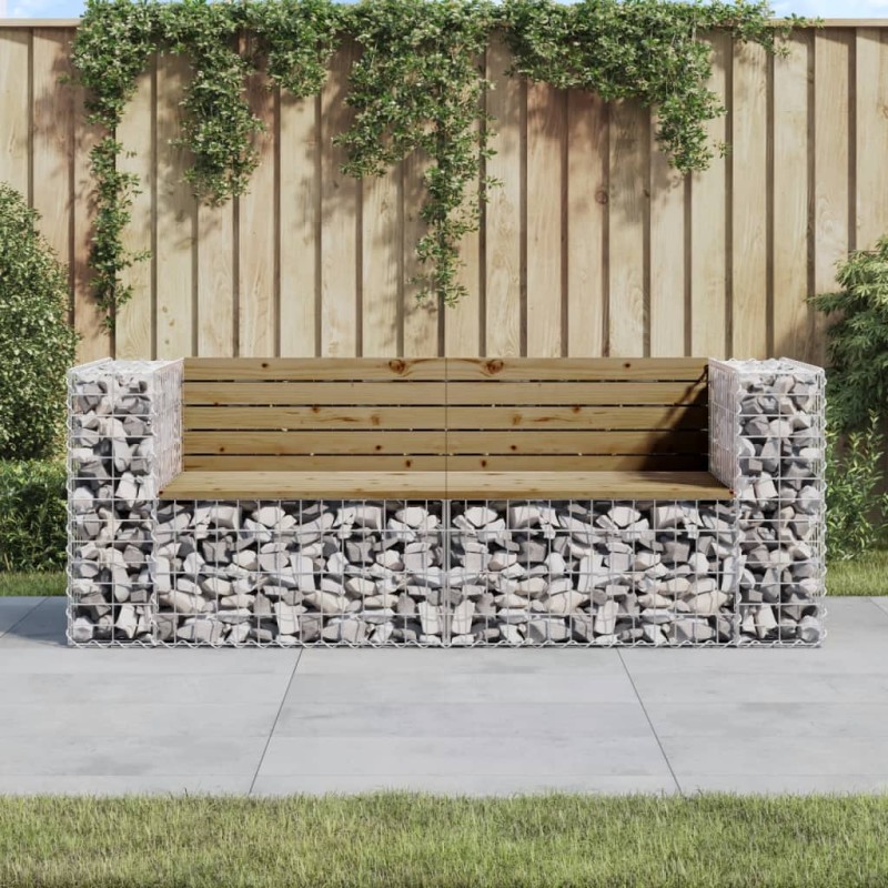 vidaXL Banco jardín con gaviones madera pino impregnada 184x71x65,5 cm vidaXL Banco jardín con gaviones madera pino impregnada 184x71x65,5 cm