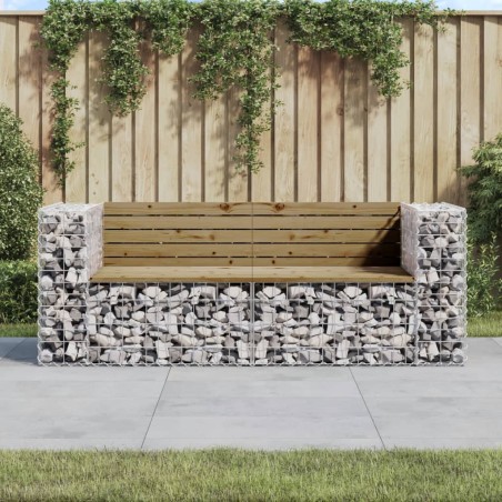 vidaXL Banco jardín con gaviones madera pino impregnada 184x71x65,5 cm