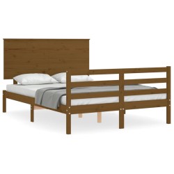 vidaXL Estructura cama y cabecero madera maciza marrón miel 140x200 cm