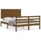 vidaXL Estructura cama y cabecero madera maciza marrón miel 140x200 cm vidaXL Estructura cama y cabecero madera maciza marrón miel 140x200 cm