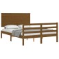 vidaXL Estructura cama y cabecero madera maciza marrón miel 140x200 cm vidaXL Estructura cama y cabecero madera maciza marrón miel 140x200 cm