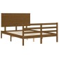 vidaXL Estructura cama y cabecero madera maciza marrón miel 140x200 cm vidaXL Estructura cama y cabecero madera maciza marrón miel 140x200 cm