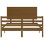 vidaXL Estructura cama y cabecero madera maciza marrón miel 140x200 cm vidaXL Estructura cama y cabecero madera maciza marrón miel 140x200 cm