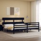 vidaXL Estructura de cama con cabecero madera maciza negro 200x200 cm vidaXL Estructura de cama con cabecero madera maciza negro 200x200 cm