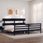 vidaXL Estructura de cama con cabecero madera maciza negro 200x200 cm vidaXL Estructura de cama con cabecero madera maciza negro 200x200 cm