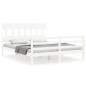 vidaXL Estructura de cama matrimonio con cabecero madera maciza blanco vidaXL Estructura de cama matrimonio con cabecero madera maciza blanco