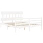 vidaXL Estructura de cama matrimonio con cabecero madera maciza blanco vidaXL Estructura de cama matrimonio con cabecero madera maciza blanco