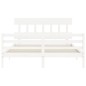 vidaXL Estructura de cama matrimonio con cabecero madera maciza blanco vidaXL Estructura de cama matrimonio con cabecero madera maciza blanco
