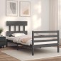 vidaXL Estructura de cama con cabecero madera maciza gris 90x200 cm