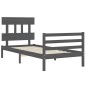 vidaXL Estructura de cama con cabecero madera maciza gris 90x200 cm
