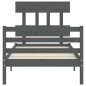 vidaXL Estructura de cama con cabecero madera maciza gris 90x200 cm