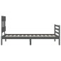 vidaXL Estructura de cama con cabecero madera maciza gris 90x200 cm