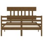 vidaXL Estructura de cama matrimonio con cabecero madera marrón miel vidaXL Estructura de cama matrimonio con cabecero madera marrón miel