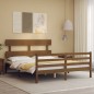 vidaXL Estructura de cama matrimonio con cabecero madera marrón miel vidaXL Estructura de cama matrimonio con cabecero madera marrón miel