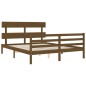 vidaXL Estructura de cama matrimonio con cabecero madera marrón miel vidaXL Estructura de cama matrimonio con cabecero madera marrón miel