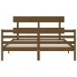 vidaXL Estructura de cama matrimonio con cabecero madera marrón miel vidaXL Estructura de cama matrimonio con cabecero madera marrón miel