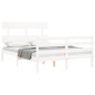 vidaXL Estructura de cama con cabecero madera maciza blanco 140x200 cm vidaXL Estructura de cama con cabecero madera maciza blanco 140x200 cm