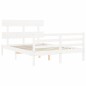 vidaXL Estructura de cama con cabecero madera maciza blanco 140x200 cm vidaXL Estructura de cama con cabecero madera maciza blanco 140x200 cm