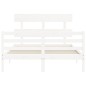 vidaXL Estructura de cama con cabecero madera maciza blanco 140x200 cm vidaXL Estructura de cama con cabecero madera maciza blanco 140x200 cm