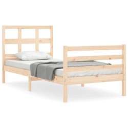 vidaXL Estructura de cama con cabecero madera maciza 90x200 cm