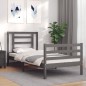 vidaXL Estructura de cama con cabecero madera maciza gris 90x200 cm vidaXL Estructura de cama con cabecero madera maciza gris 90x200 cm