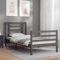 vidaXL Estructura de cama con cabecero madera maciza gris 90x200 cm vidaXL Estructura de cama con cabecero madera maciza gris 90x200 cm