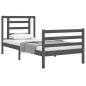 vidaXL Estructura de cama con cabecero madera maciza gris 90x200 cm vidaXL Estructura de cama con cabecero madera maciza gris 90x200 cm