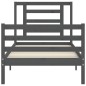 vidaXL Estructura de cama con cabecero madera maciza gris 90x200 cm vidaXL Estructura de cama con cabecero madera maciza gris 90x200 cm