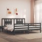 vidaXL Estructura de cama con cabecero madera maciza gris 200x200 cm vidaXL Estructura de cama con cabecero madera maciza gris 200x200 cm