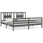 vidaXL Estructura de cama con cabecero madera maciza gris 200x200 cm vidaXL Estructura de cama con cabecero madera maciza gris 200x200 cm