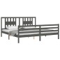 vidaXL Estructura de cama con cabecero madera maciza gris 200x200 cm vidaXL Estructura de cama con cabecero madera maciza gris 200x200 cm