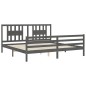 vidaXL Estructura de cama con cabecero madera maciza gris 200x200 cm vidaXL Estructura de cama con cabecero madera maciza gris 200x200 cm