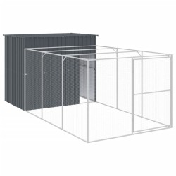 vidaXL Caseta perros con corral acero galvanizado gris 214x457x181 cm