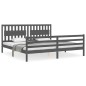 vidaXL Estructura de cama con cabecero madera maciza gris 200x200 cm vidaXL Estructura de cama con cabecero madera maciza gris 200x200 cm