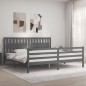 vidaXL Estructura de cama con cabecero madera maciza gris 200x200 cm vidaXL Estructura de cama con cabecero madera maciza gris 200x200 cm