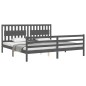 vidaXL Estructura de cama con cabecero madera maciza gris 200x200 cm vidaXL Estructura de cama con cabecero madera maciza gris 200x200 cm