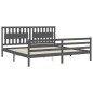 vidaXL Estructura de cama con cabecero madera maciza gris 200x200 cm vidaXL Estructura de cama con cabecero madera maciza gris 200x200 cm