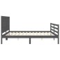 vidaXL Estructura de cama con cabecero madera maciza gris 200x200 cm vidaXL Estructura de cama con cabecero madera maciza gris 200x200 cm