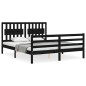 vidaXL Estructura de cama con cabecero madera maciza negro 160x200 cm vidaXL Estructura de cama con cabecero madera maciza negro 160x200 cm