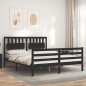 vidaXL Estructura de cama con cabecero madera maciza negro 160x200 cm vidaXL Estructura de cama con cabecero madera maciza negro 160x200 cm