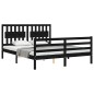 vidaXL Estructura de cama con cabecero madera maciza negro 160x200 cm vidaXL Estructura de cama con cabecero madera maciza negro 160x200 cm