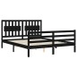 vidaXL Estructura de cama con cabecero madera maciza negro 160x200 cm vidaXL Estructura de cama con cabecero madera maciza negro 160x200 cm