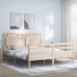 vidaXL Estructura de cama de matrimonio con cabecero madera maciza vidaXL Estructura de cama de matrimonio con cabecero madera maciza